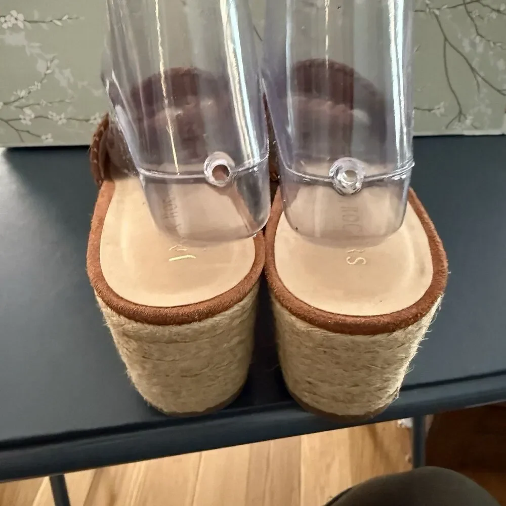 Jack Rogers Suede Flip Flop Platform Classic Jute Espadrille Wedge Sandals 8 New